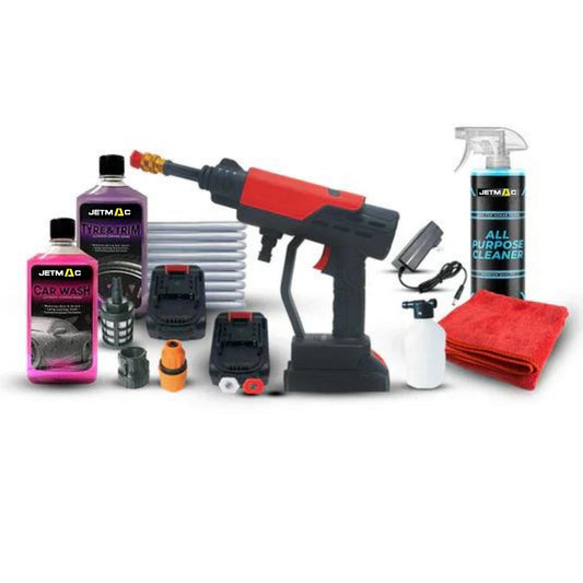 Jetmac Cordless Pressure Washer - Double Battery with Jetmac Ultimate Car Care Bundle