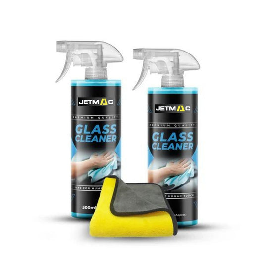 Pack of 2 Jetmac Glass Cleaner - 500ml with Microfibre Towel